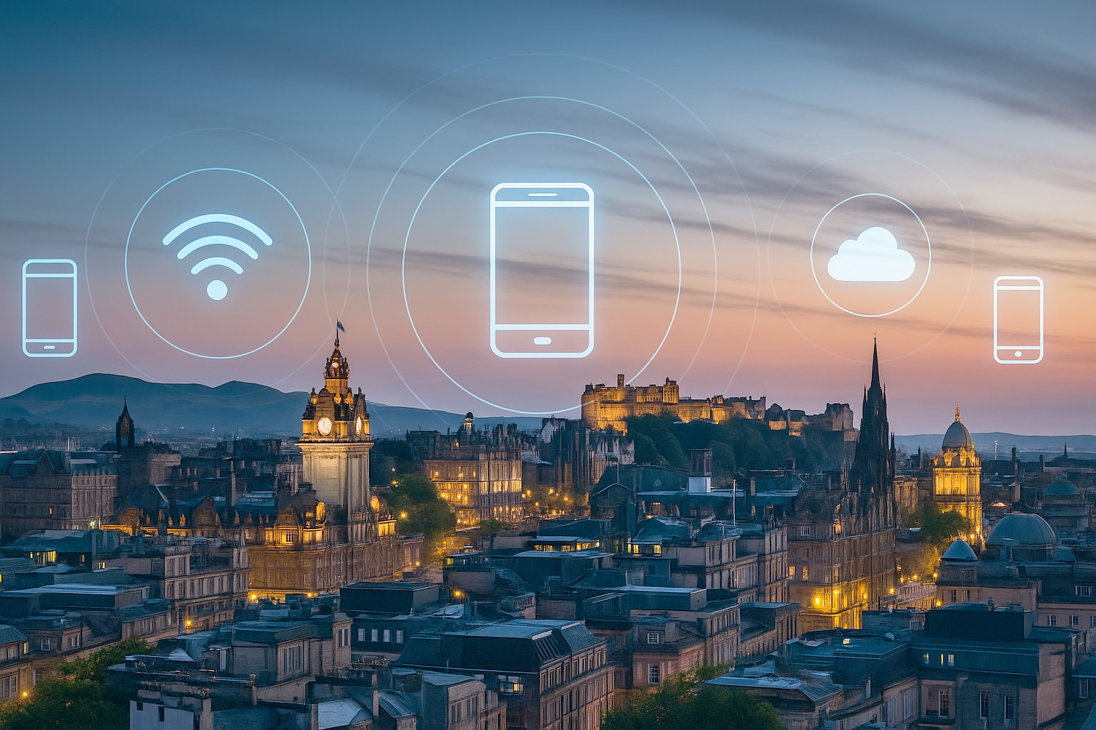 Panoramic hero image of Edinburgh skyline highlighting app developer edinburgh leadership